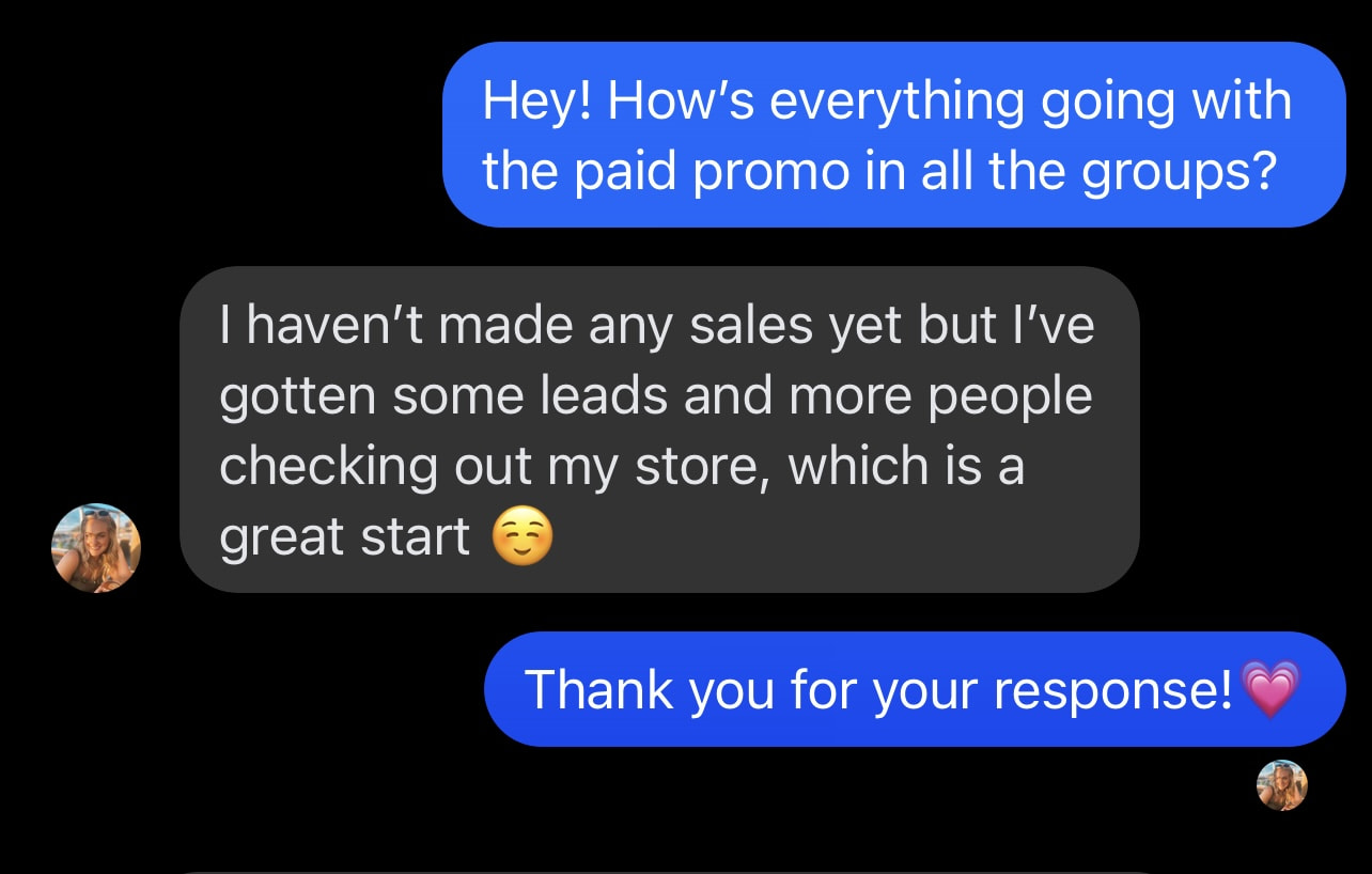 Customer success story message
